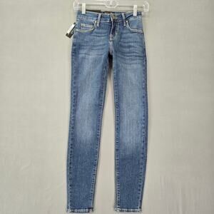 DSTLD Women Jeans Size 24 Blue Stretch Skinny Classic Low Rise Denim Preppy Zip